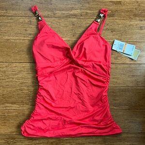 NEW MICHAEL Michael KORS Swim Rousing Tankini Coral Pink sz S